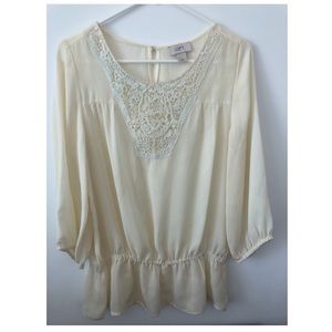 LOFT Cream Blouse with Lace Detailing